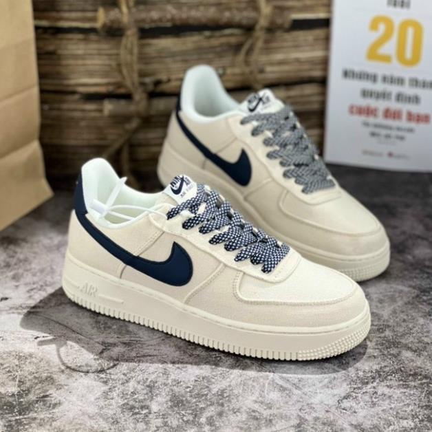 Giày AF1 Canvas Navy, Giày thể thao Air Force 1 Vải Vệt Xanh Chuẩn Form Êm Chân Bản đẹp 2022 Full box bill Tặng Tất