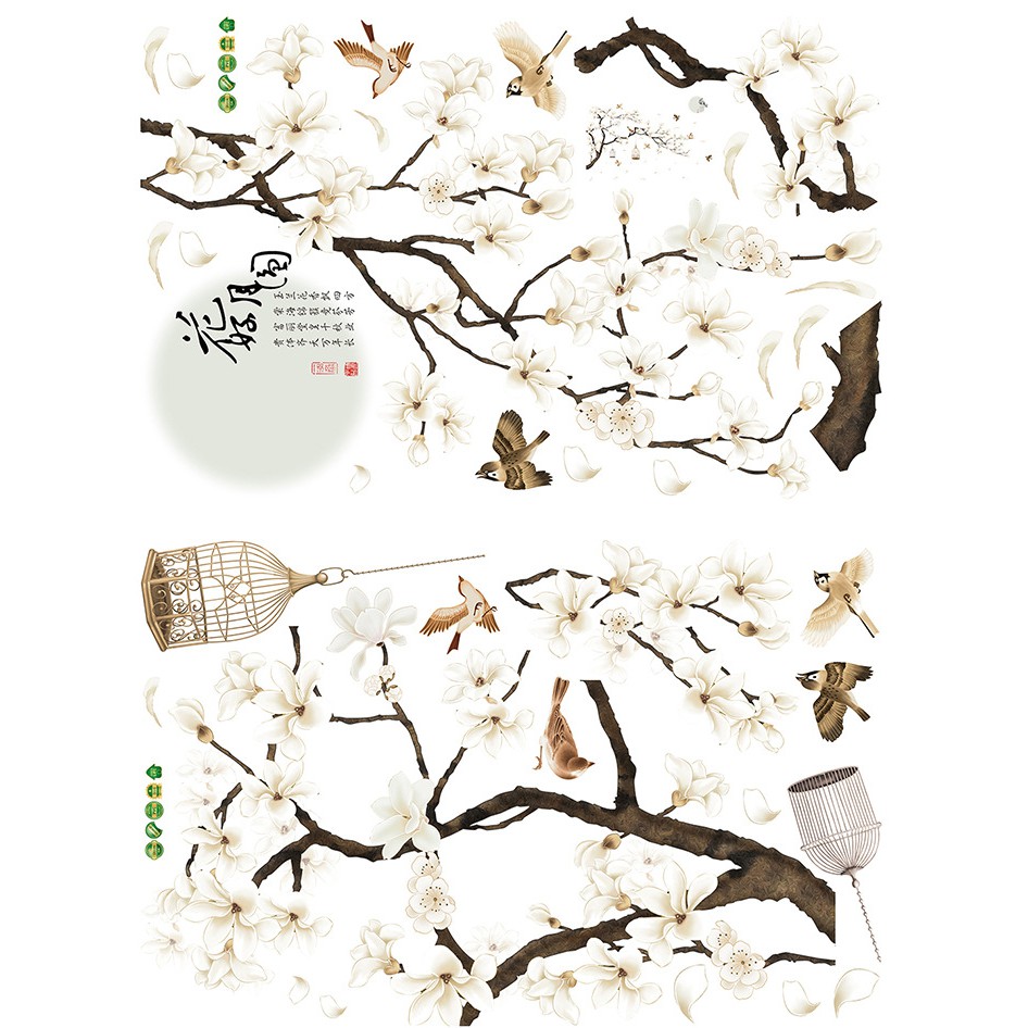 Decal dán tường - Giấy dán tường - Hoa đào trắng - flowerdecal - SK2022AB