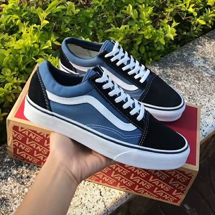 Giày thể thao nữ freestyle VANS OLD SKOOL NAVY / WHITE real secondhand