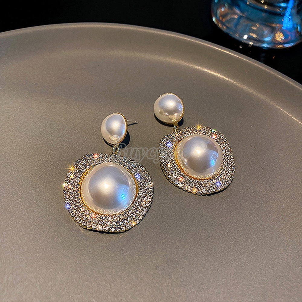 Bông Tai Kim Loại Đính Ngọc Trai Giả Toàn Diện Phong Cách Âu Mỹ Cổ Điển Dành Cho Nữ