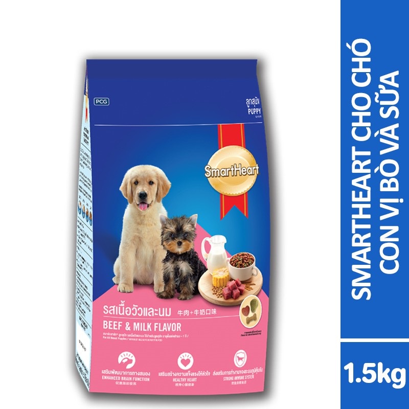 Thức ăn cho chó con smartheart puppy túi 1.5kg - Petlover