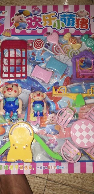 Sét đồ chơi công viên và 2 chú heo bằng nhựa rất đẹp