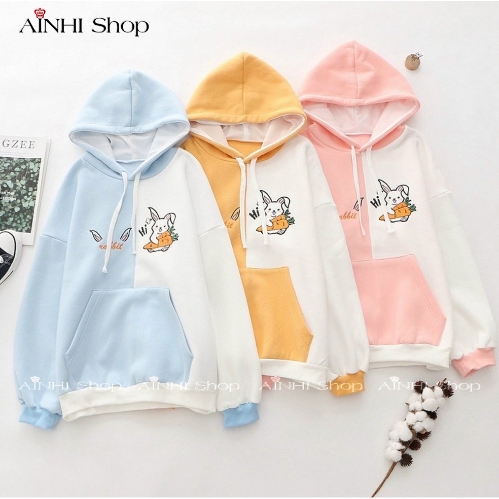 Áo Hoodie Nữ ❤️FREESHIP❤️ Áo Khoác Hoodie (Thỏ Cầm Carot) Vải Nỉ Nhiều Màu - Áo Hoodie Free Size Dưới 60kg