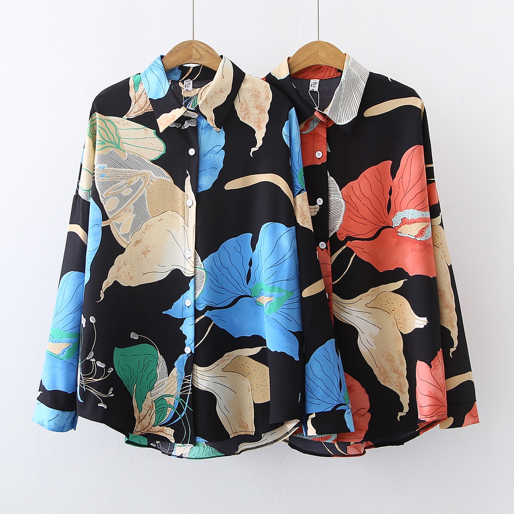 Áo sơ mi chiffon tay dài phong cách phương Tây thời trang mùa xuân mới cho nữ