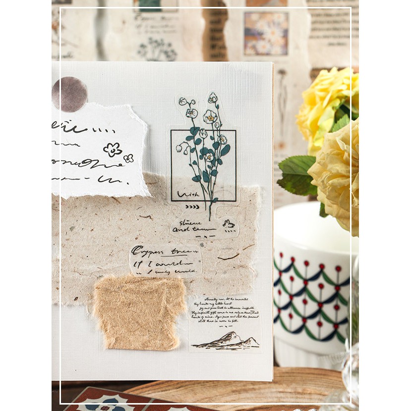 Sticker dây vintage Papermore chủ đề thơ và thực vật | MST396