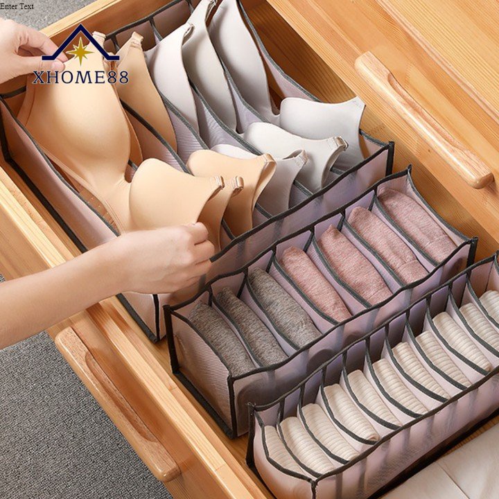 Hộp đựng đồ lót quần áo chia ngăn, khay vải lưới sắp xếp tủ quần áo gọn gàng sạch sẽ