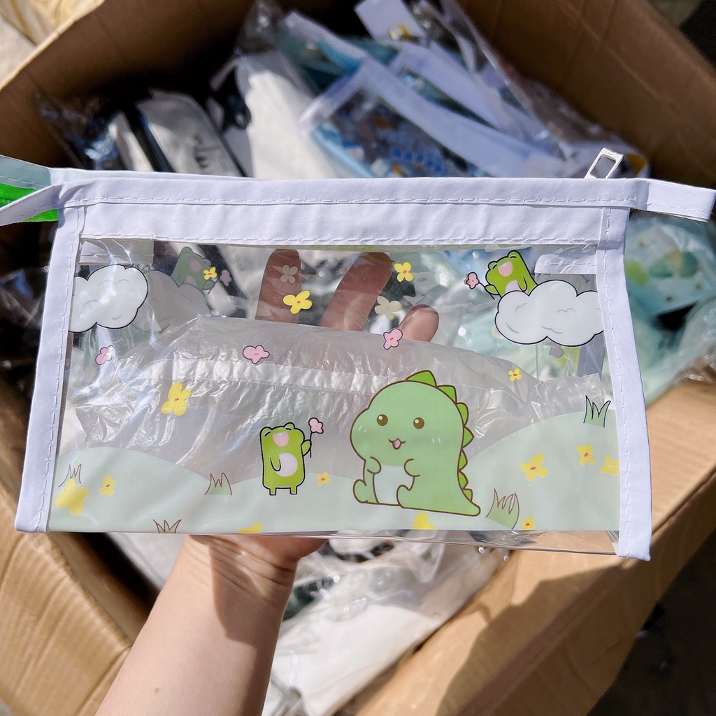Túi Đựng Bút Trong Suốt In Họa Tiết Dễ Thương kích thước 20x12cm, Giao hình ngẫu nhiên