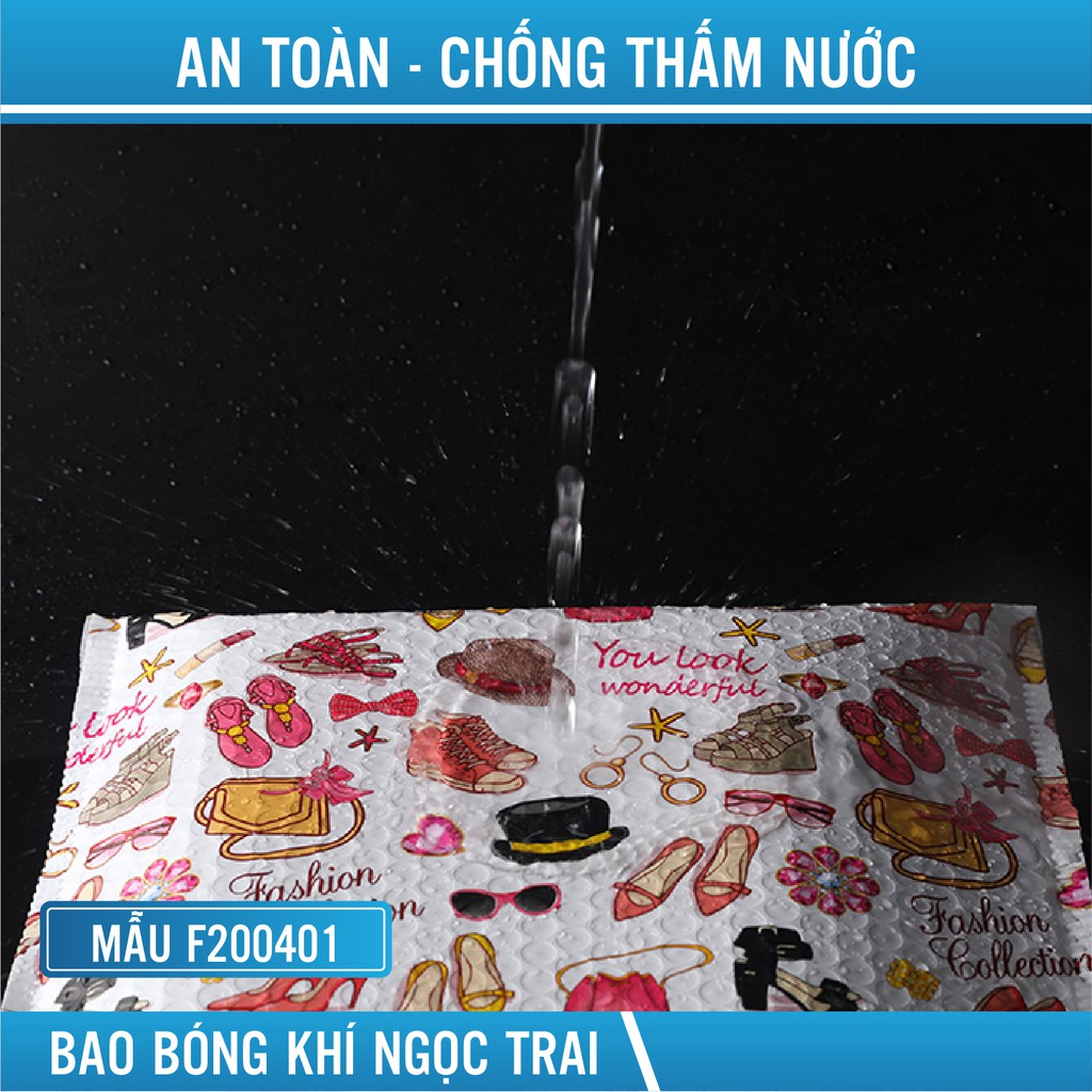 Túi gói hàng chống sốc [COMBO150K] 25x30+4cm túi nilong in màu thời trang sẵn băng keo hàng dễ vỡ