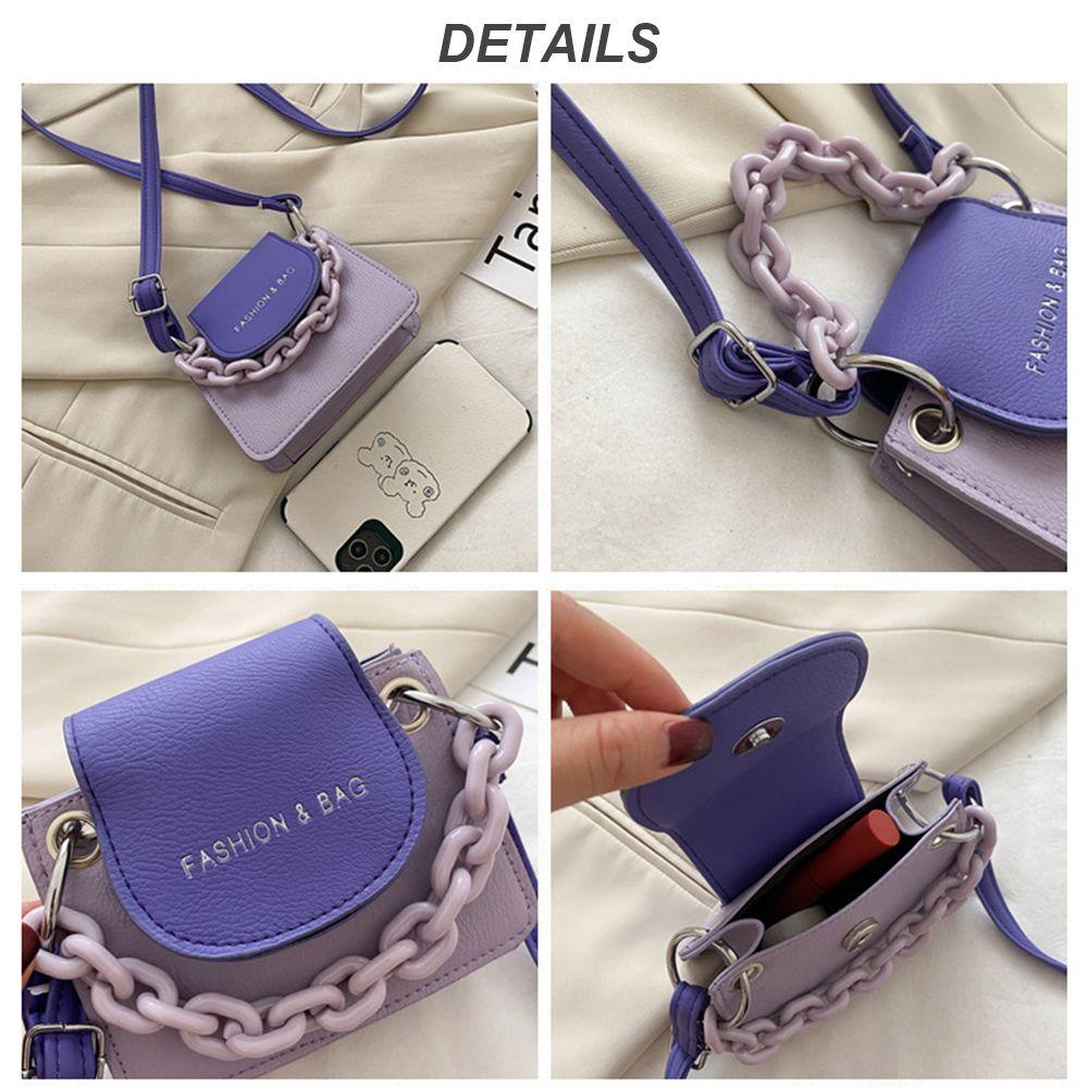 ♫DAPHNE♫ New Shoulder Bag Small Messenger Bag Handbag Youth Ladies Mini Fashion Contrast Color Ladies Acrylic Chain/Multicolor