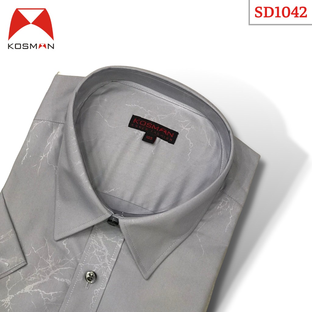 Áo Sơ Mi Nam Ngắn Tay KOSMAN Màu Ghi Chất Liệu Sợi Sồi, Thoáng Mát, Không Nhăn Nhàu - SD1042 | BigBuy360 - bigbuy360.vn