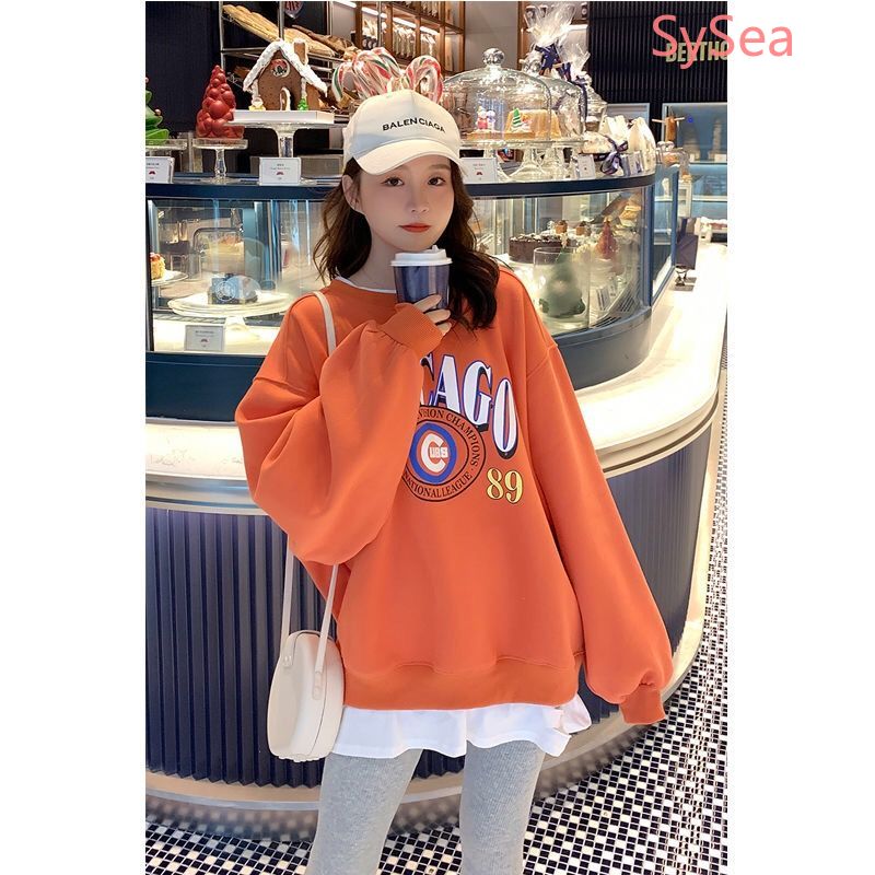 Áo Sweater Cổ Tròn Dáng Rộng In Hình Dễ Thương Dành Cho Nữ