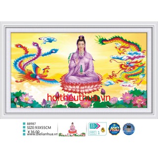 Tranh thêu chữ thập 3D Phật Quan Âm. Kích thước: 93x55cm