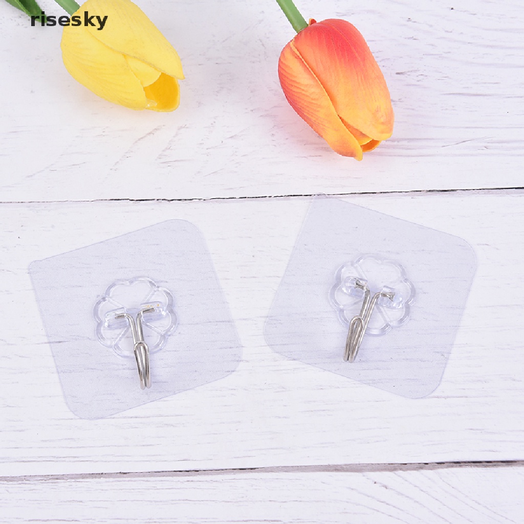 Set 5 Móc Treo Đồ Gắn Tường Trong Suốt Chống Nước Không Để Lại Dấu Vết Có Thể Tái Sử Dụng ♨Trên đó