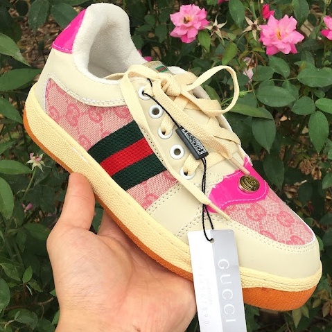 Giày Gucci nữ hồng, Giày thể thao gucci nữ hồng phối đồ cực chất màu mới nhất 2022 Bản Chuẩn