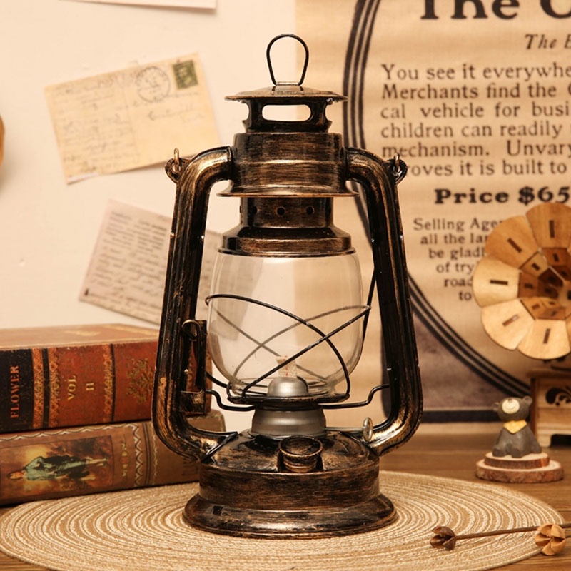 Đèn Dầu Bão, Đèn Măng Xông Cắm Trại Dã Ngoại Trang Trí Cổ Điển Size 23.5cm