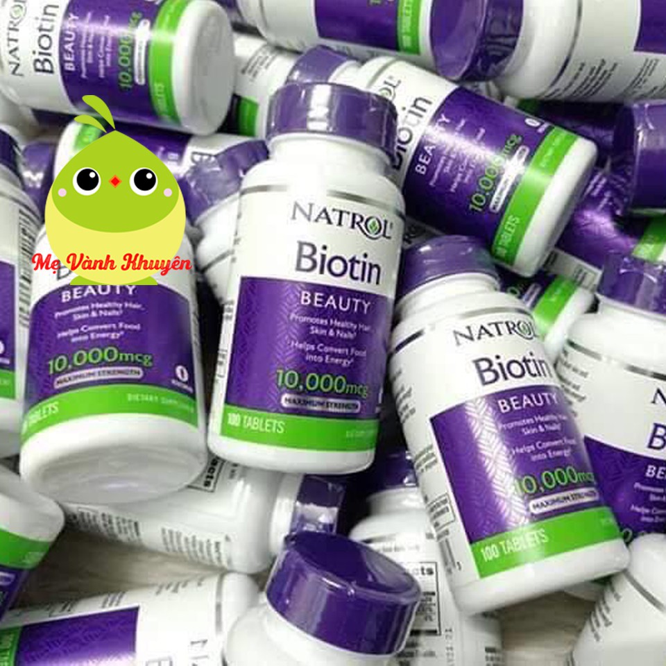 Hỗ trợ mọc tóc khỏe móng Natrol Biotin Maximum Strength 10000mcg, Mỹ (100v)