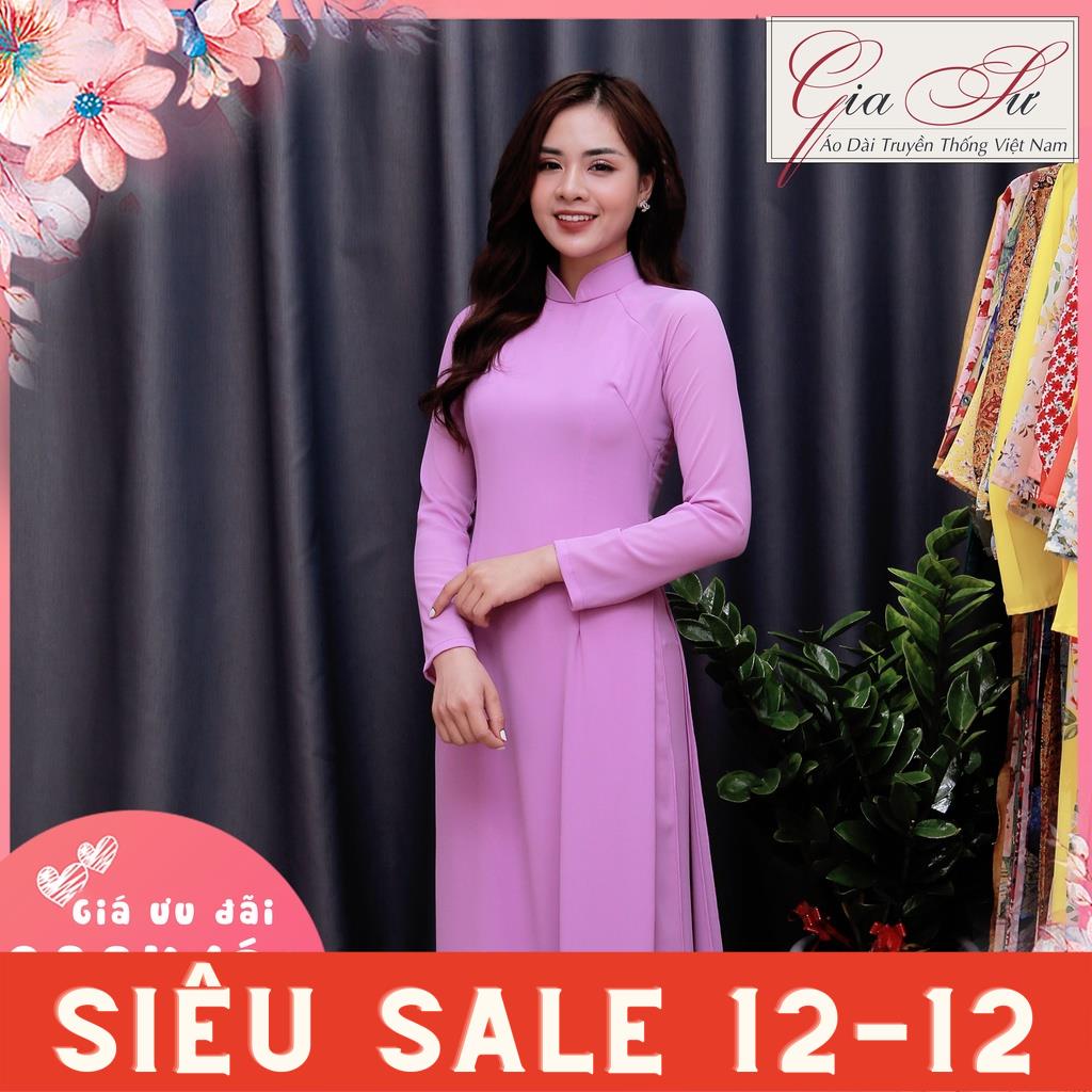 Áo dài truyền thống, màu tím cà, lụa chiffon cao cấp, không nhăn, không xù - T06