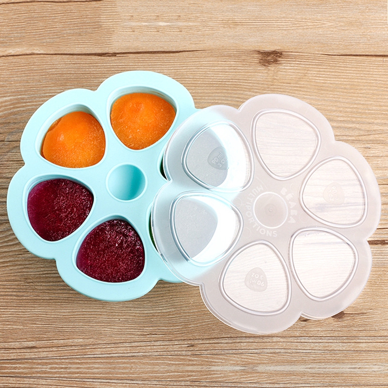 Baby Food Container Silicone Infant Flower Lattice Fruit Storage Box Baby Food Supplement Tray