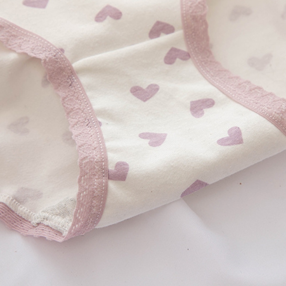 Quần lót vải cotton lưng vừa thoáng khí in họa tiết xinh xắn cho nữ