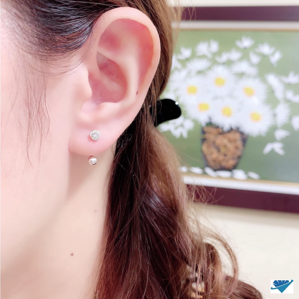 Khuyên tai nơ đính đá chuẩn bạc 925 cao cấp, Anchi jewelry