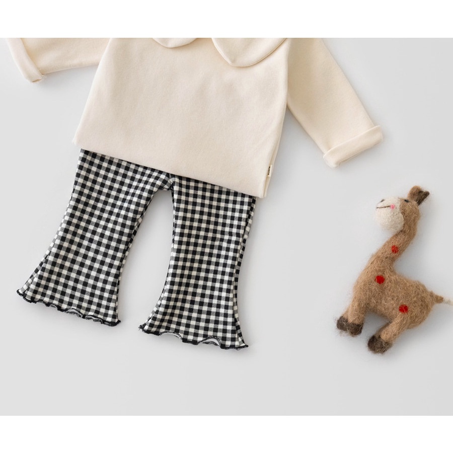 Quần Dài Cotton Ống Loe Họa Tiết Sọc Caro Phong Cách Phương Tây Thời Trang Mùa Xuân Mới Cho Bé Gái IPNN