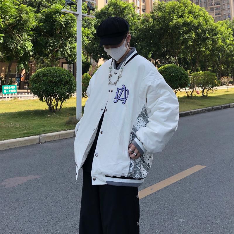 Áo khoác bóng chày thêu chữ và hoa phong cách Hip Hop đường phố năm 2021 chất lượng cao cho nam