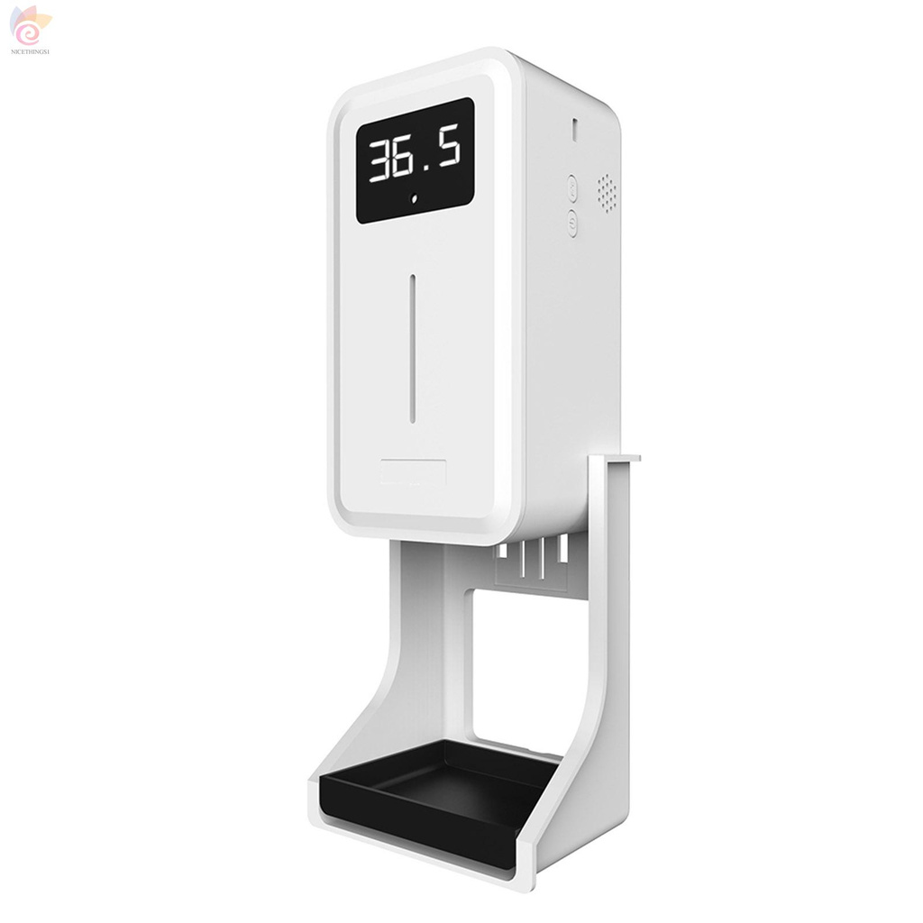 ET Rehabor A Wall-Mounted Body Thermometer Induction Soap Dispenser 2 in 1 Automatic Hand Sanitizer Stand with Dispenser IR Thermometer Temperature Alarm 450ML Hands Free Sanitizing Station Touch Free Sanitizer Dispenser with Drip Tray