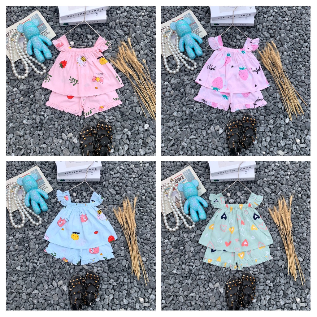 SALE BỘ LANH LỤA HAI DÂY MỀM MỊN MÁT BÉ GÁI SIZE 10-23KG(LL)