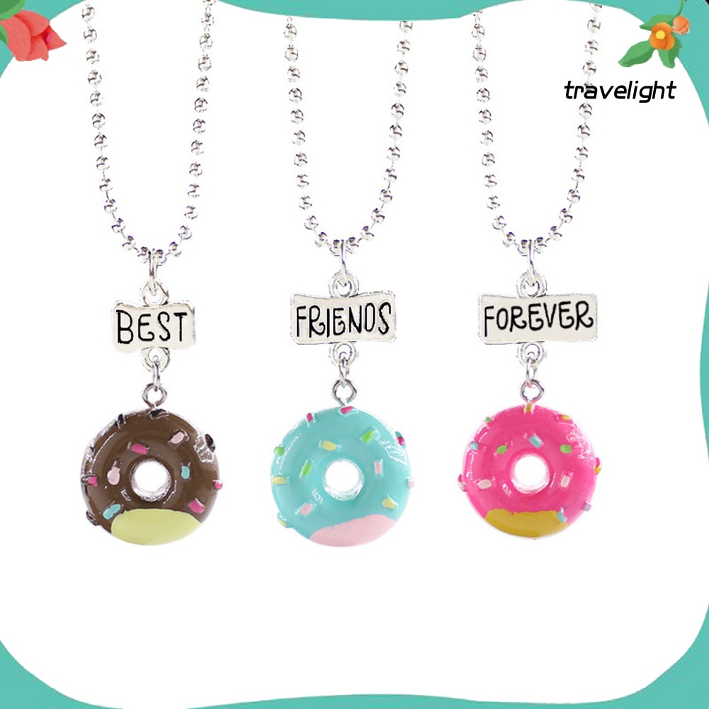 [Travelight] Set 3 Vòng cổ Mặt Hình Bánh Donut Dành Cho Bạn Thân