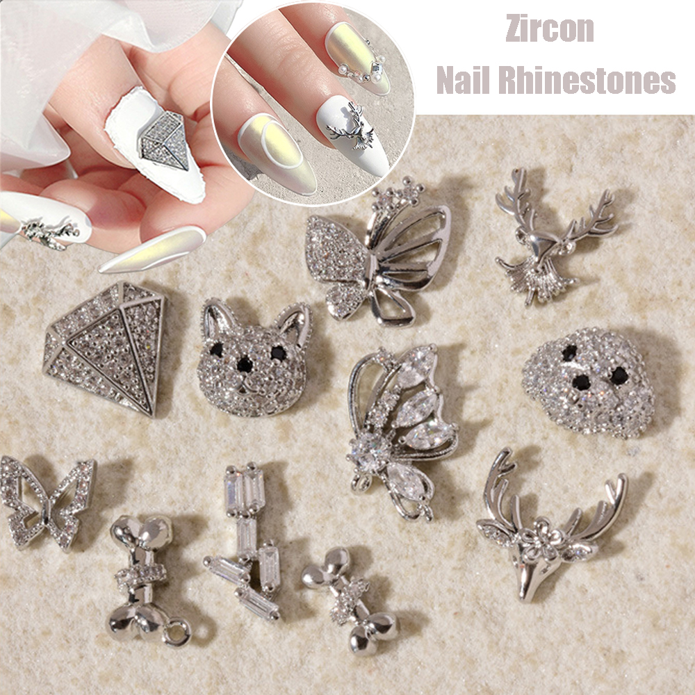 CHARMS (Hàng Mới Về) 1 Phụ Kiện Trang Trí Móng Tay Nghệ Thuật Hình Đầu Hươu Cổ Điển 3D