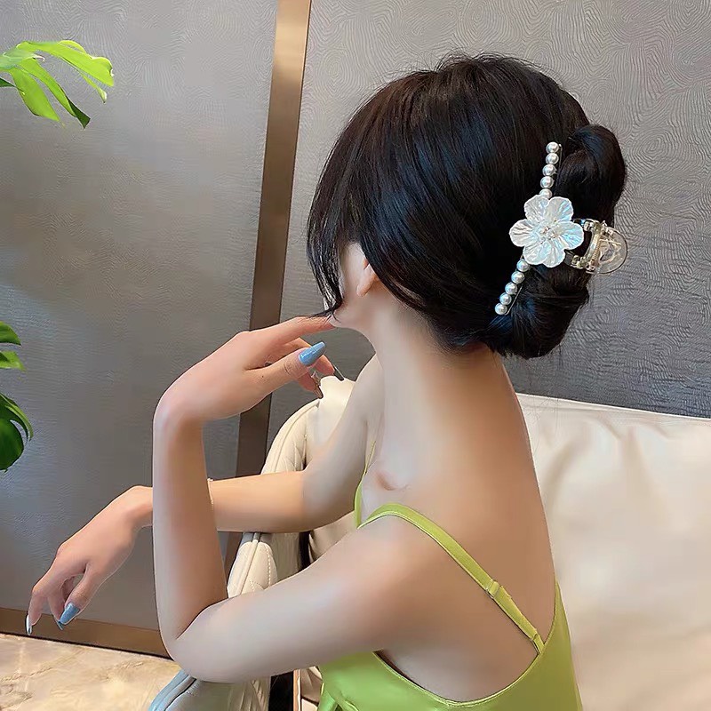 Kẹp Tóc Hàn Quốc Càng Cua Đính Ngọc Trai Nhân Tạo Cỡ Lớn Dễ Thương Xinh KC58