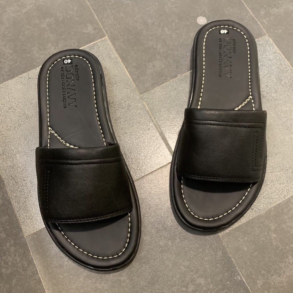 Dép Da Nam Cao Cấp Da Bò Thật 100% Đế Khâu Mặt Đế Lót Da Êm Ái