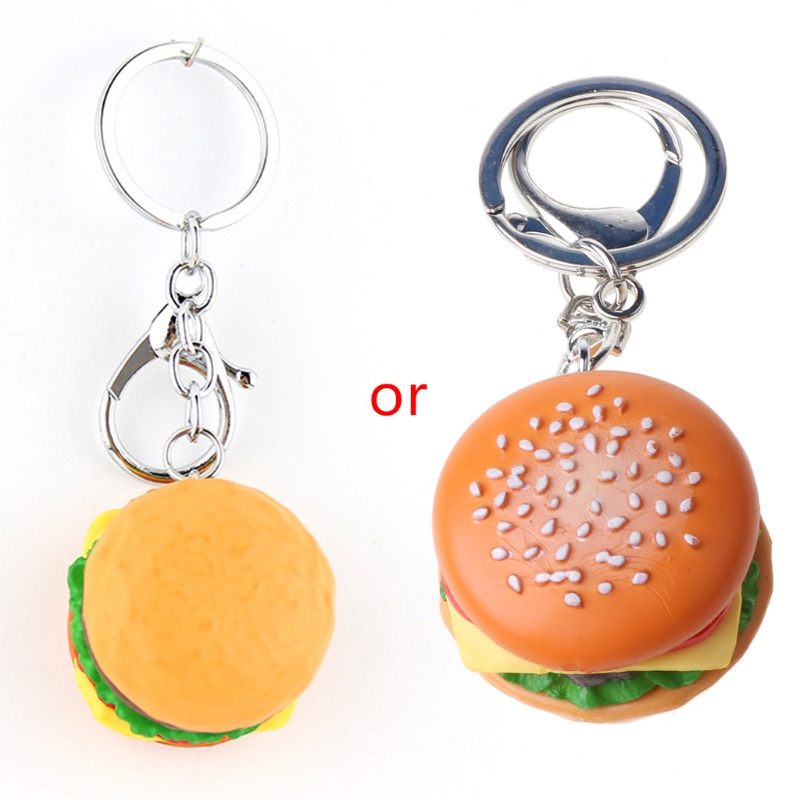 Móc khóa đất sét polymer hình hamburger dễ thương