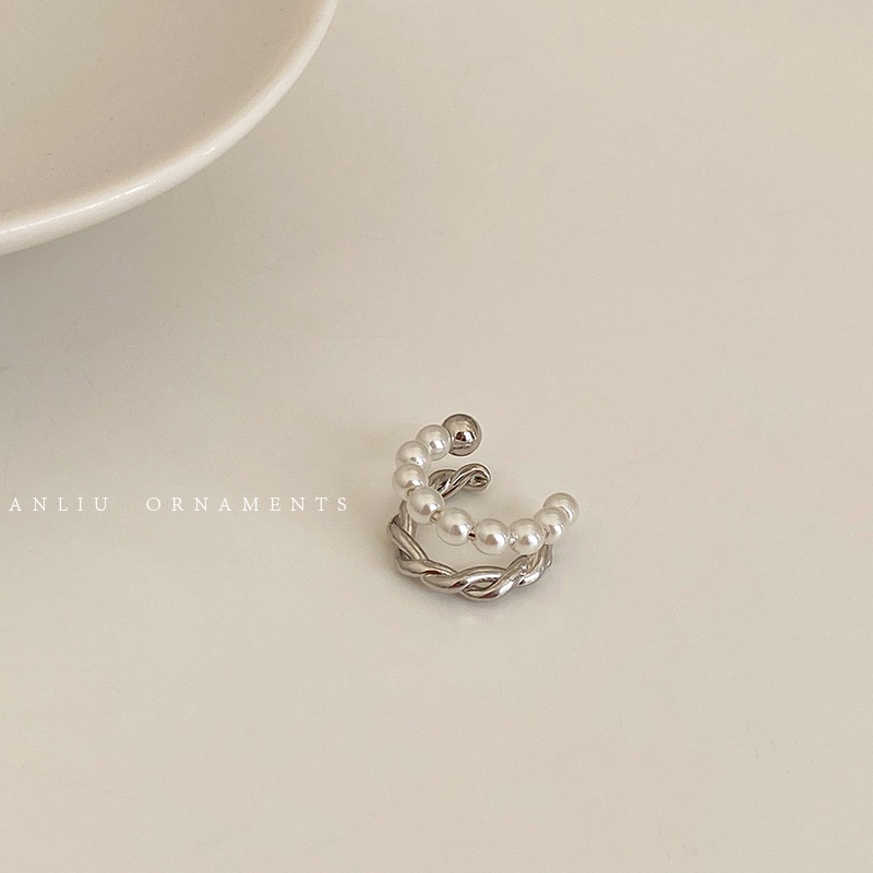 Khuyên Kẹp Vành Tai Đính Ngọc Trai Chống Lộ Phong Cách Retro Pháp 2022 Thời Trang Dành Cho Nữ