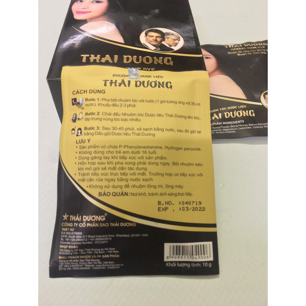 COMBO HỘP 5 GÓI NHUỘM TÓC THÁI DƯƠNG - CHÍNH HÃNG