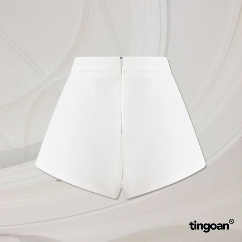 TINGOAN® - Quần short trắng cạp cao 2 lớp đính cườm tingoan LINDSAY SHORTS/WH