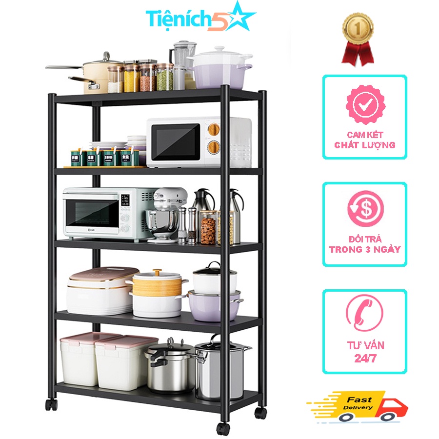 Giá Kệ Để Đồ Nhà Bếp 3-4 Tầng Đa Năng. Có Bánh Xe Di Chuyển, Chất Liệu Thép Các Bon Chịu Lực Cao, Tiết Kiệm Không Gian