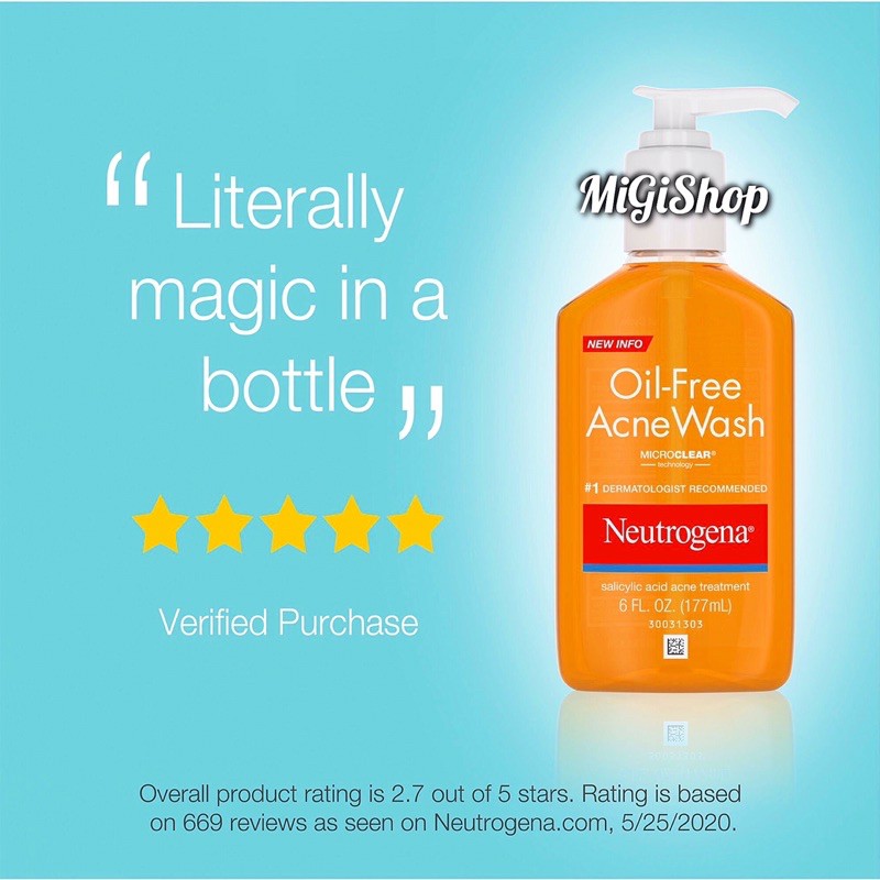 Sữa Rửa Mặt Neutrogena Oil Free Acne Wash 269ml