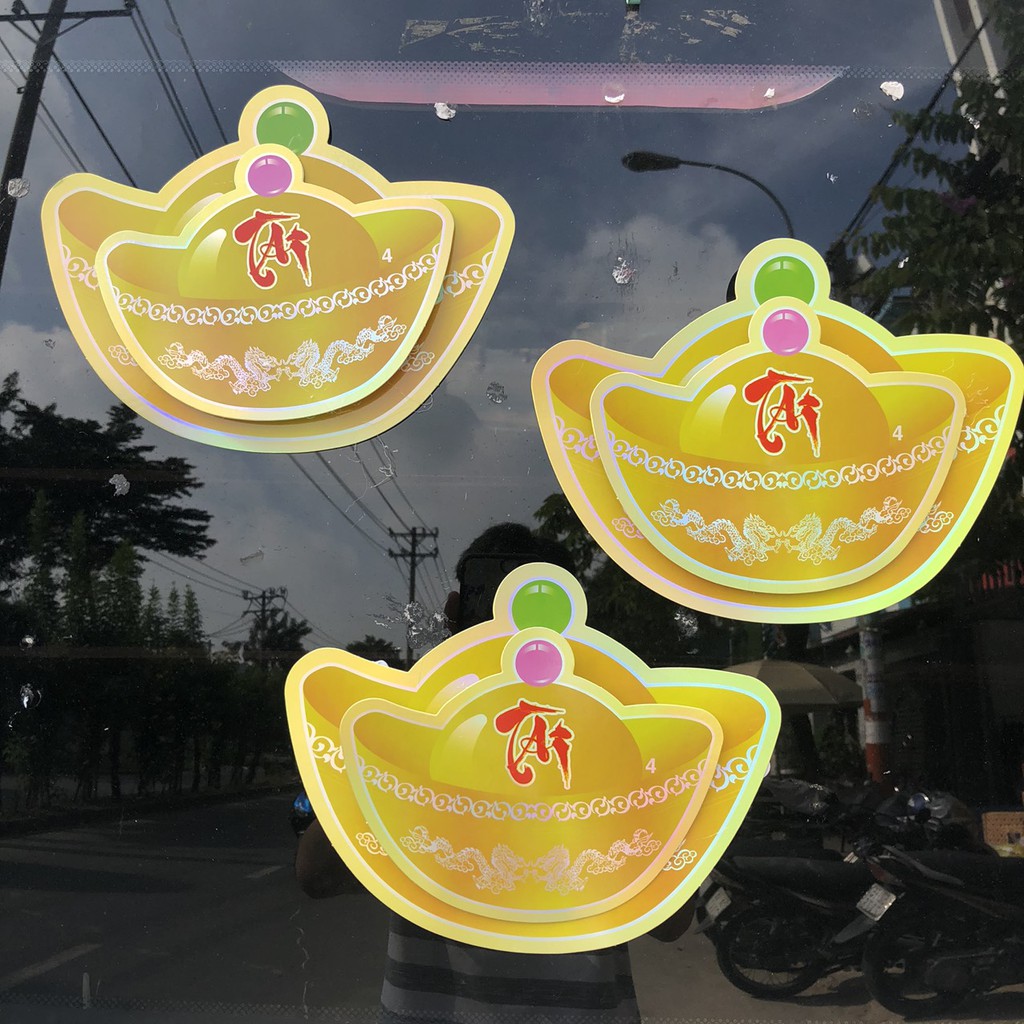 Hình dán trang trí tết set thỏi vàng