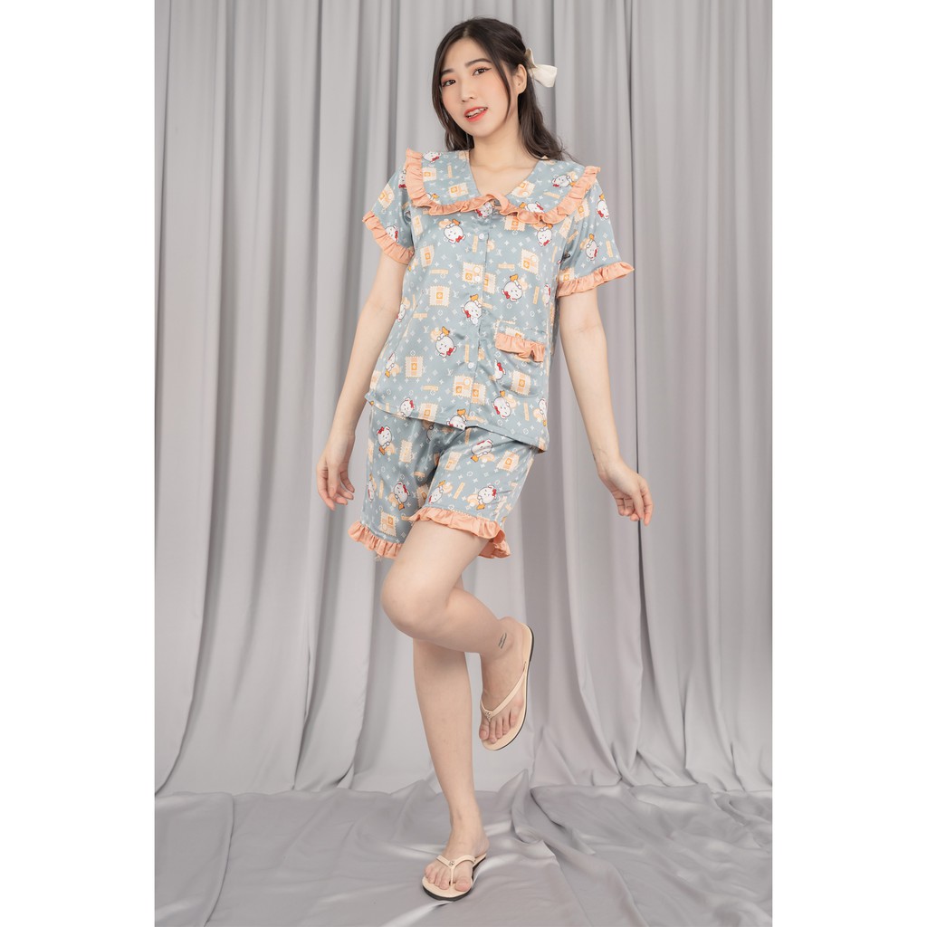 Đồ bộ pijama lửng satin áo ngắn tay mặc ở nhà thời trang nữ Wendy freesize 45- 58kg nhiều màu B440 | BigBuy360 - bigbuy360.vn