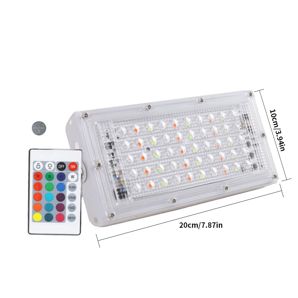 Đèn pha LED RGB 50W siêu sáng kèm điều khiển từ xa tiện dụng cho sân vườn