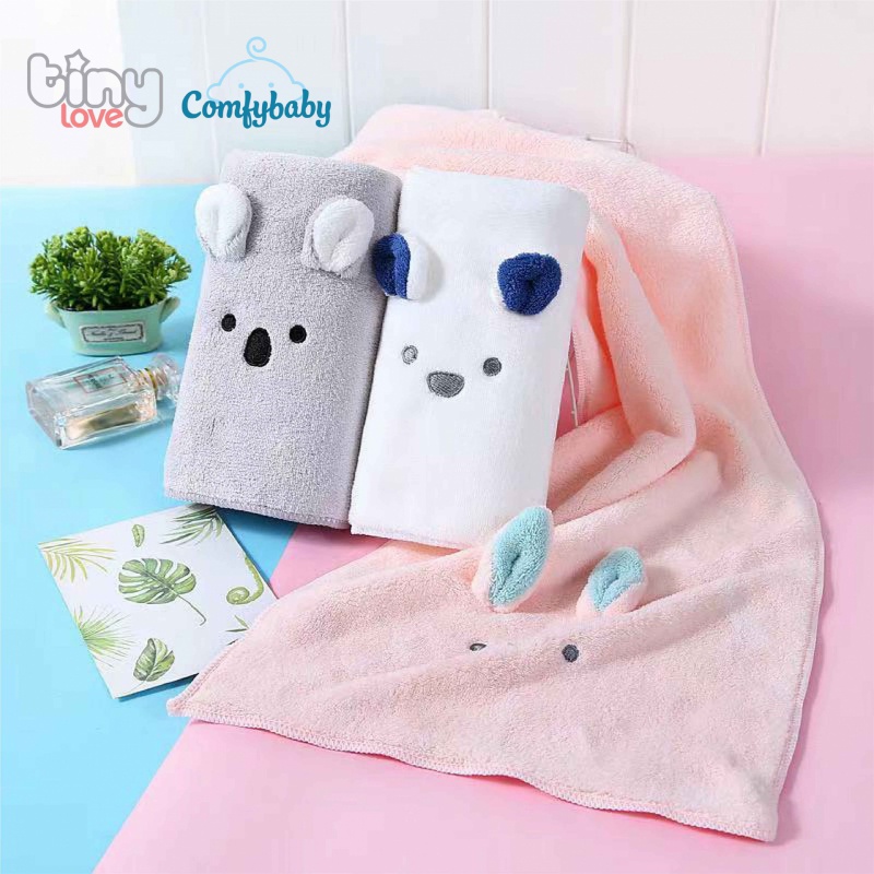 Khăn tắm cho bé TinyLove 100% Coral velvet siêu mềm, thấm hút nhanh 70x140cm hình cute