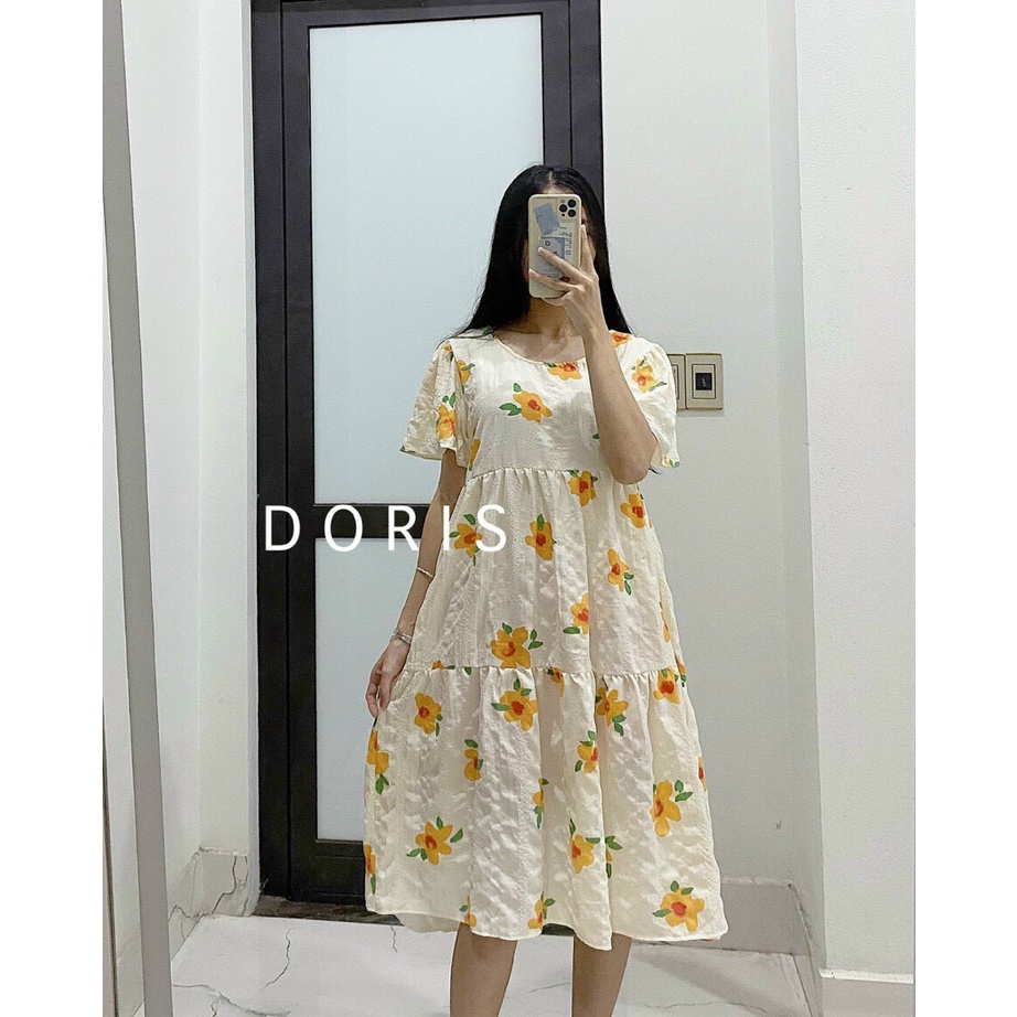 Đầm bầu _ váy bầu dáng babydoll  điểm hoạ tiết sang chảnh