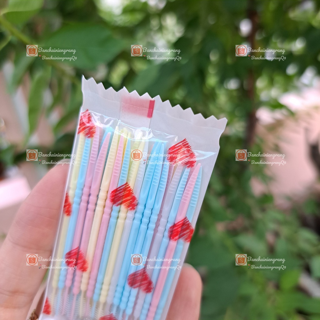 Bcnr ~ Một hộp Tăm xỉa răng nhựa 40 cây bỏ túi tiện lợi phù hợp cho người niềng răng, tăm bỏ túi