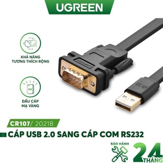 Dây chuyển đổi USB sang Com RS232 dài 2m Ugreen 20218 CV107 - Hàng Chính Hãng