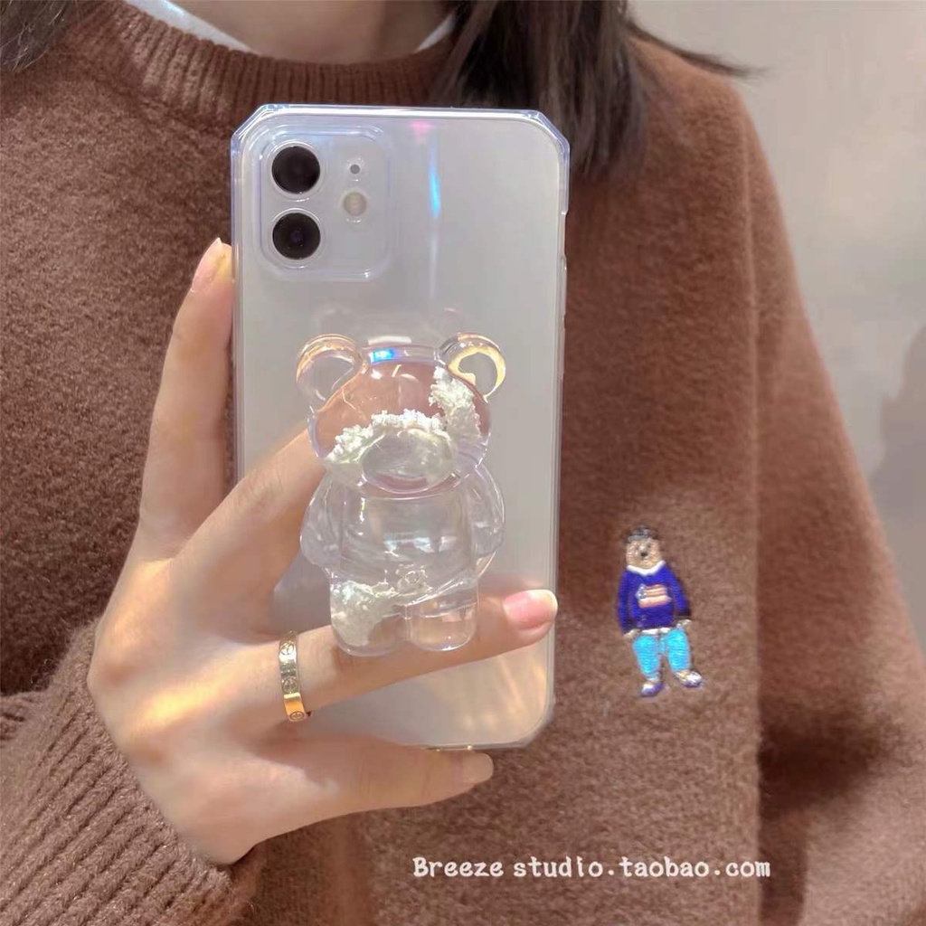 Giá đỡ điện thoại trong suốt để bàn hình chú gấu có đám mây xinh xắn