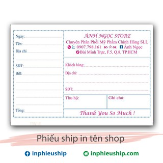 Phiếu Giao hàng in tên shop