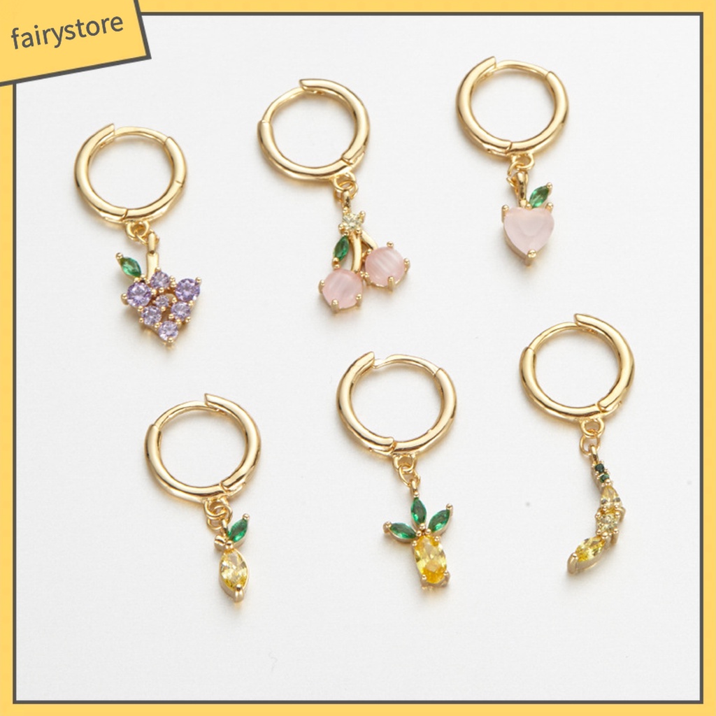 1 Đôi Bông Tai Hình Chùm Nho Đính Đá Nhiều Màu Thời Trang