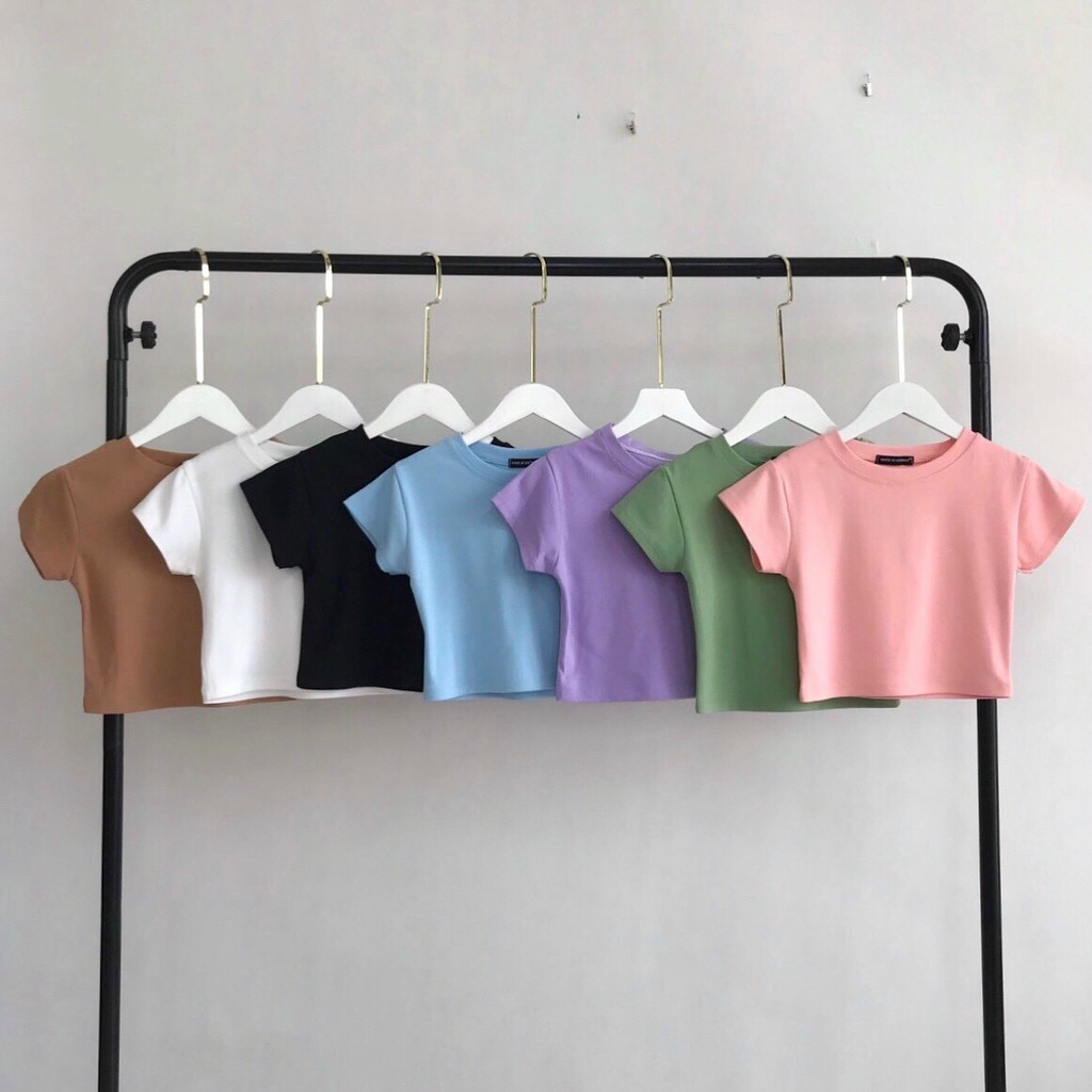 Áo croptop nữ ôm body tay ngắn nhiều màu cực tôn dáng SIB026