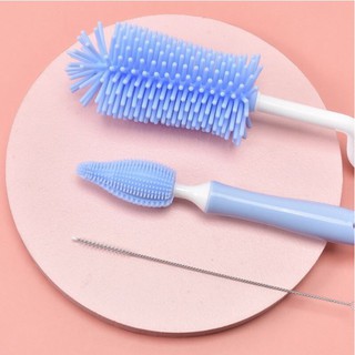 Cọ bình sữa núm ti silicon 3 chi tiết